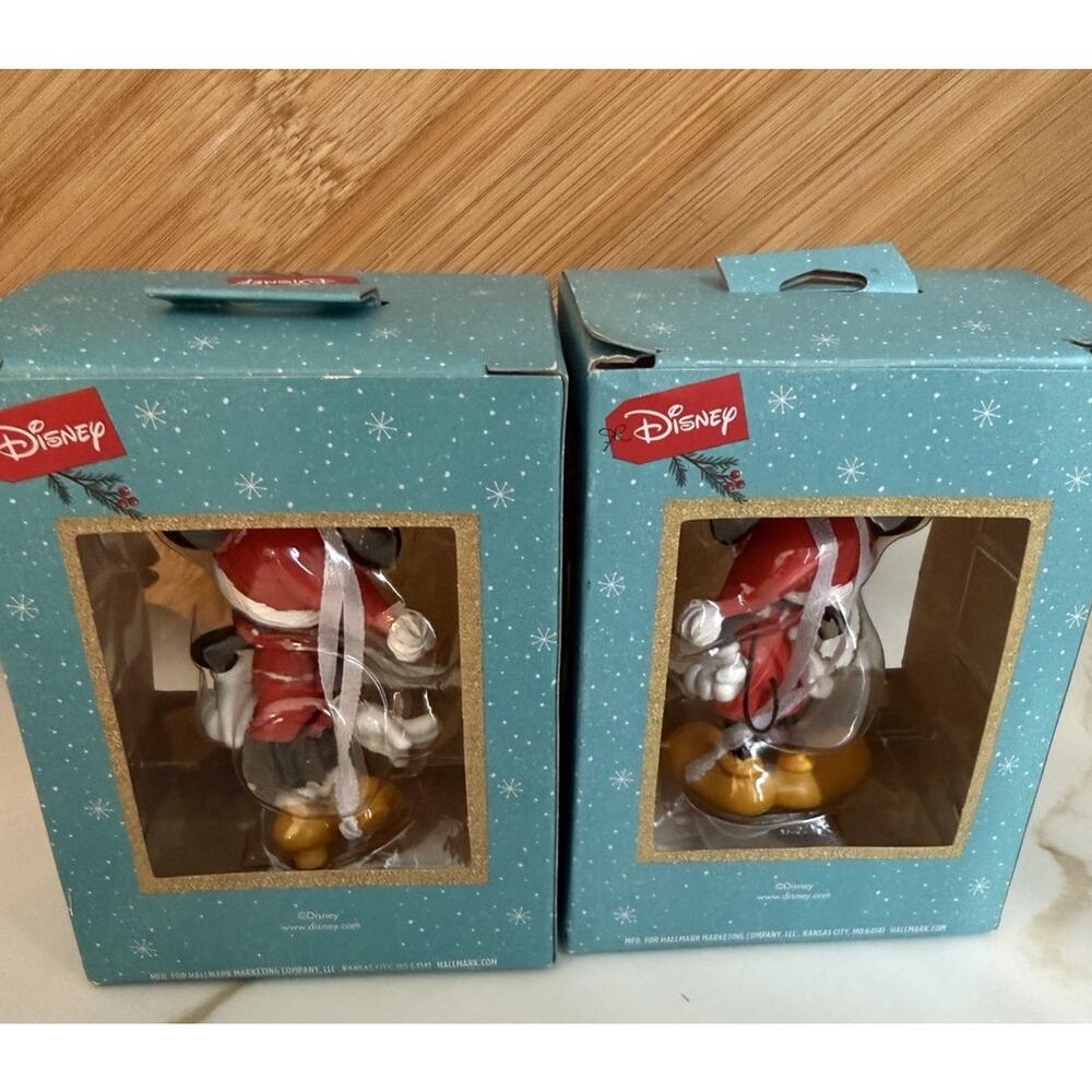 Hallmark Mickey & Minnie Mouse Christmas Ornaments Set of 2 Disney - Picture 5 of 8